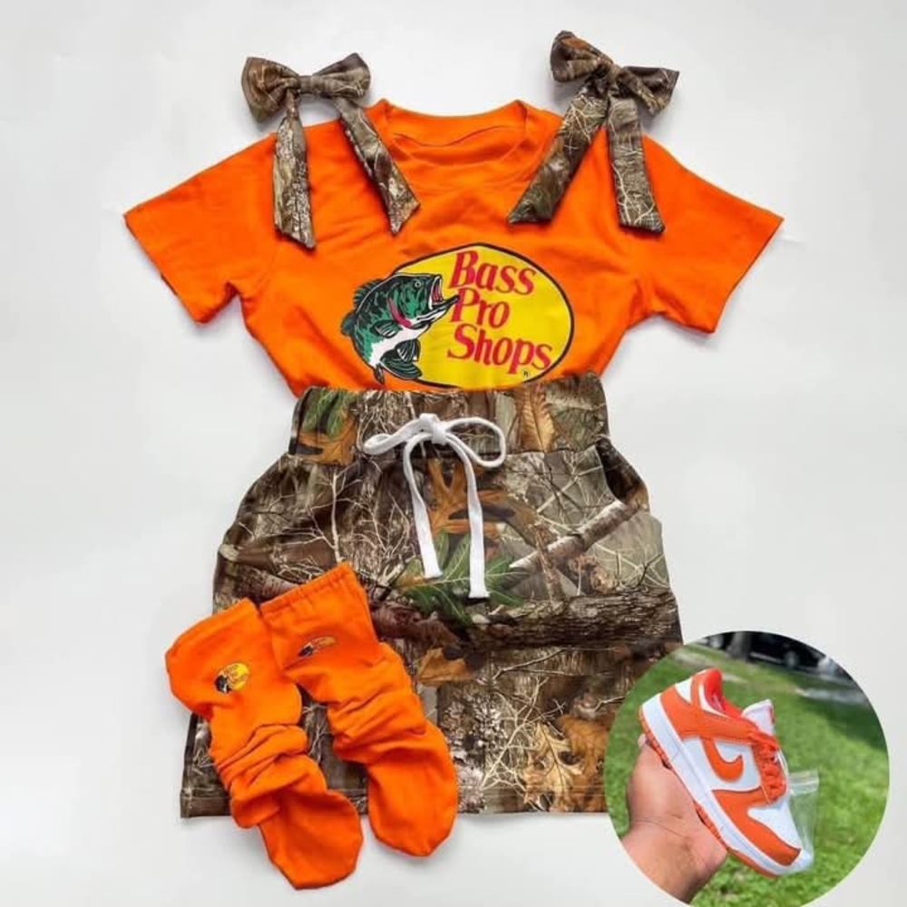 Bass Pro Shops Orange Camo Outfit Set